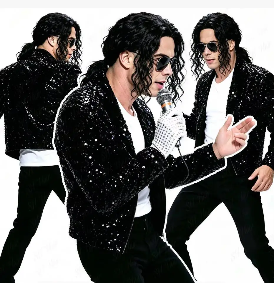 Anime Cosplay Long Black Hair - Michael Jackson Cosplay Wig Or Glasses