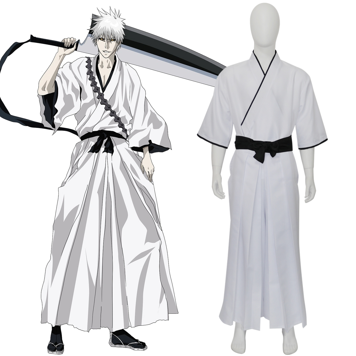 Anime Cosplay Kimono - Bleach Zangetsu Hollow Ichigo White Ichigo