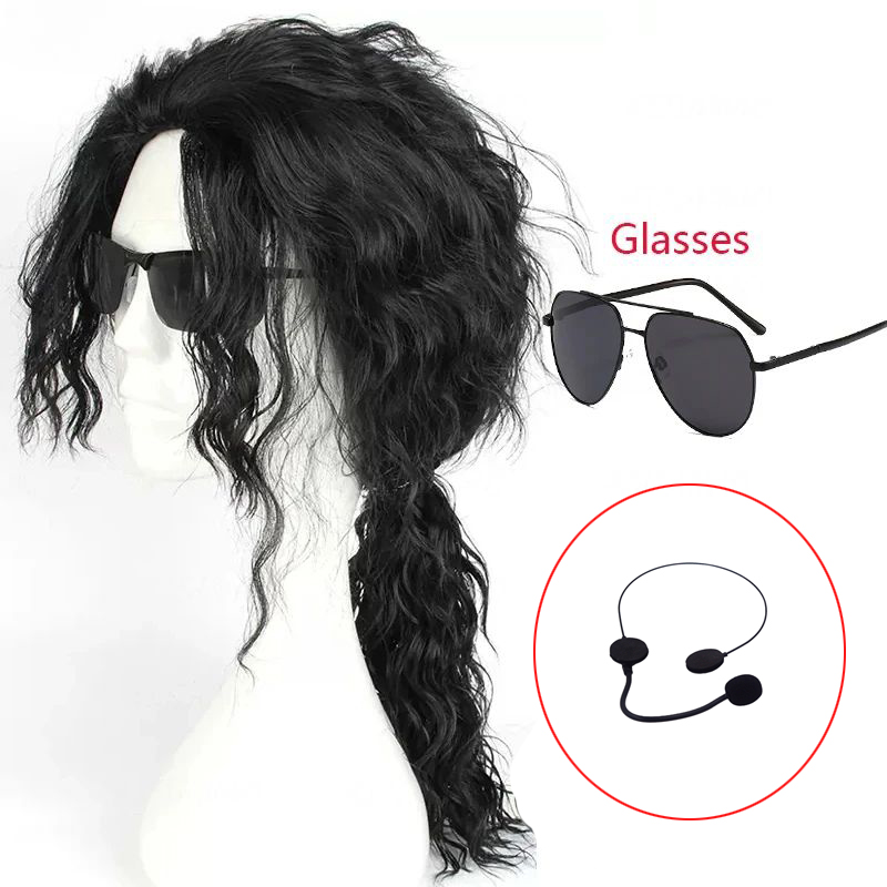 MJ Michael Cosplay Black Wig J - Anime Cosplay Long Black Hair avis et prix