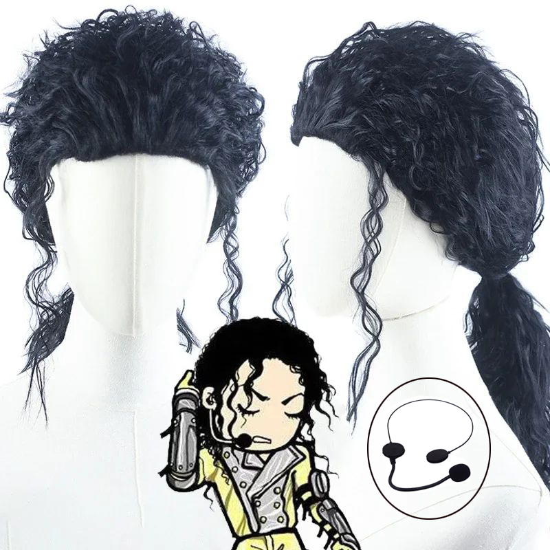 MJ Michael Cosplay Black Wig J - Anime Cosplay Long Black Hair avis et prix