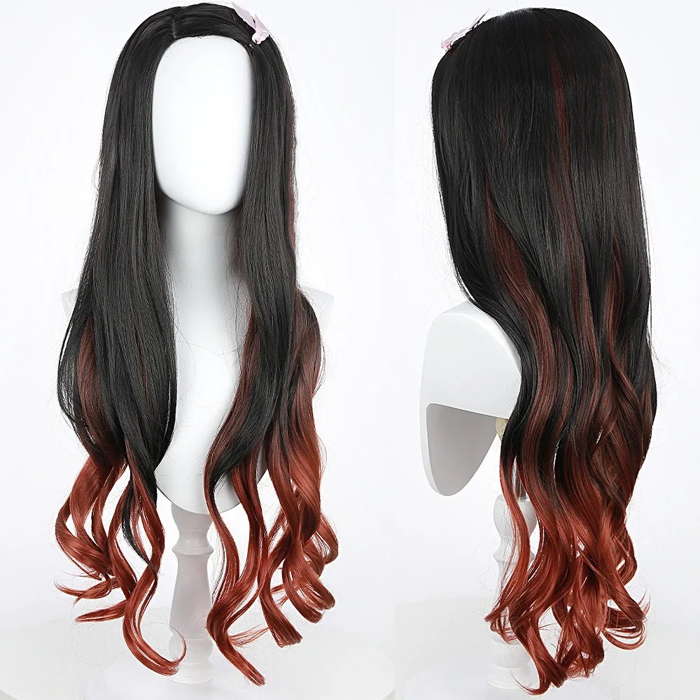 Black Dark Red Gradient Color  - Anime Cosplay Long Black Hair avis et prix