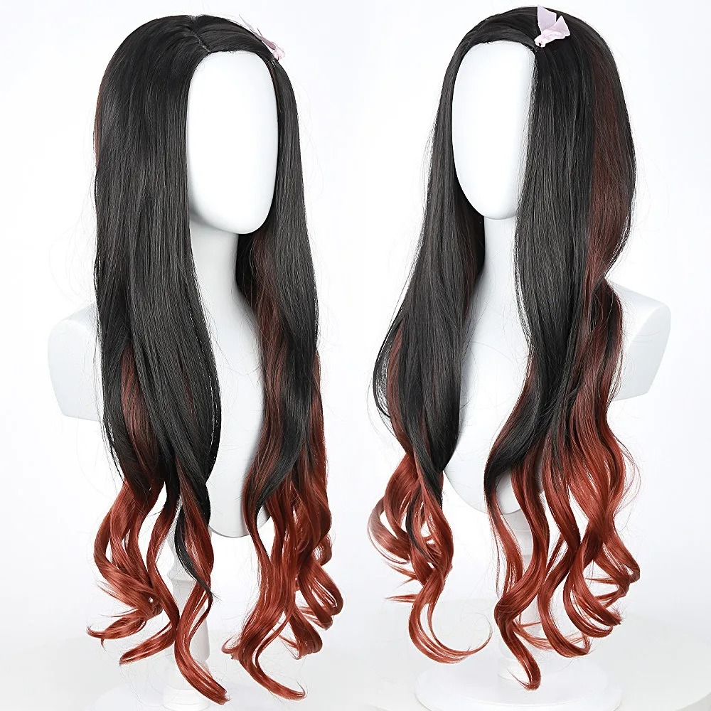Black Dark Red Gradient Color  - Anime Cosplay Long Black Hair avis et prix