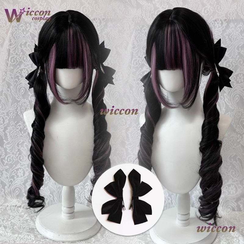 Comic ‌Black Wig with Pink Cos - Anime Cosplay Long Black Hair avis et prix
