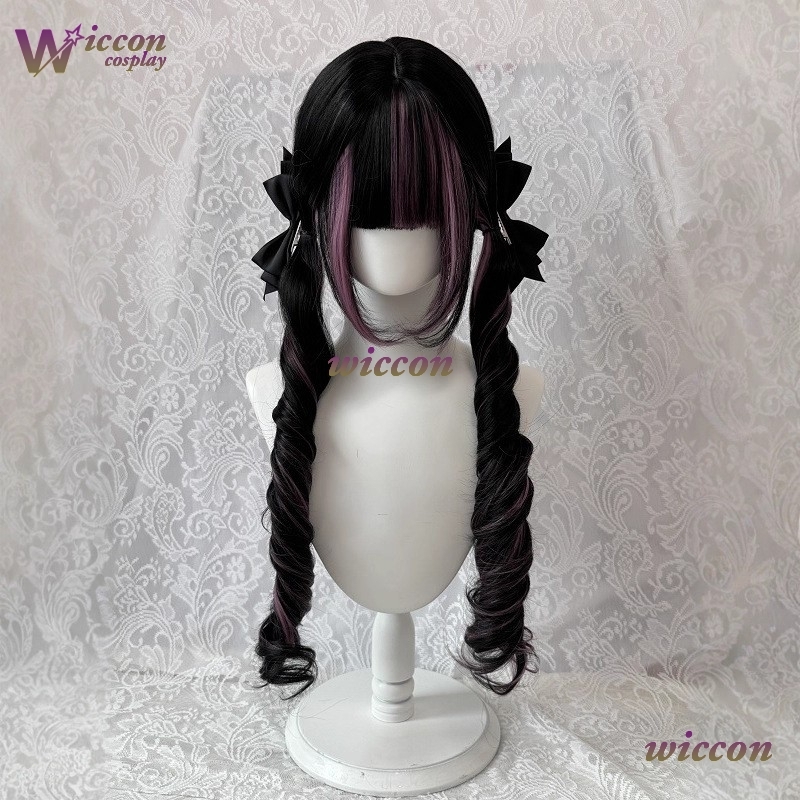 Comic ‌Black Wig with Pink Cos - Anime Cosplay Long Black Hair avis et prix