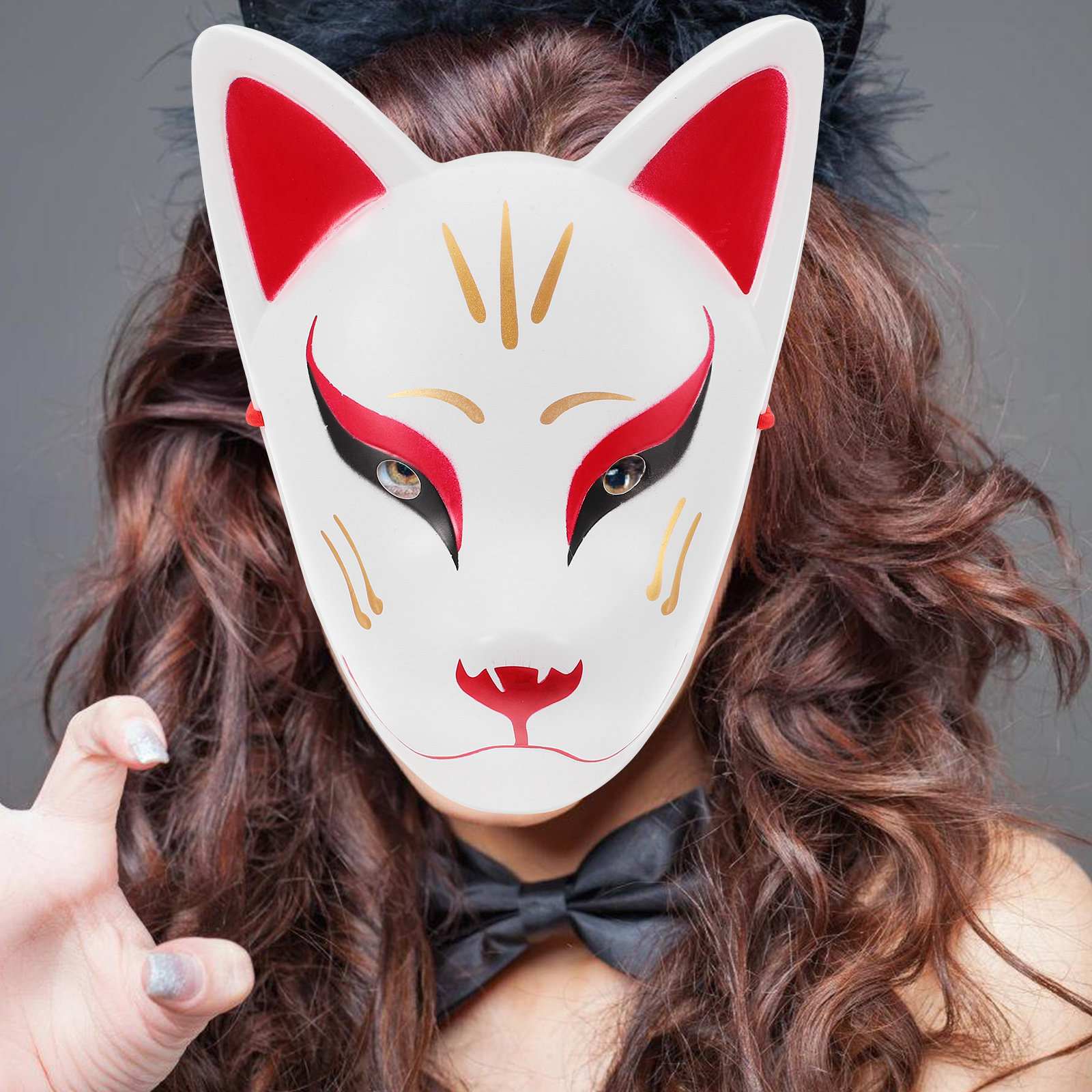 Japanese White Kitsune Fox Cat - Anime Cosplay Face avis et prix